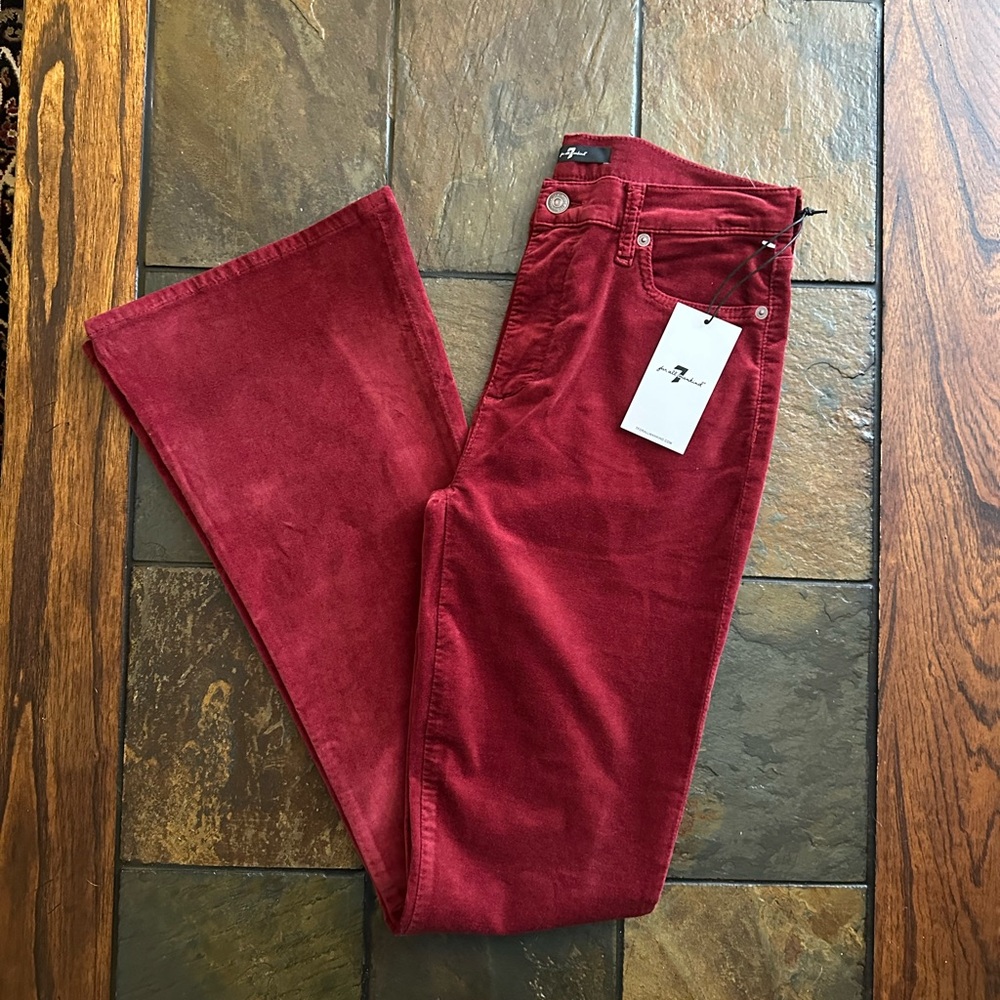 7 For All Mankind Red Flare Jeans - Picture 2 of 10